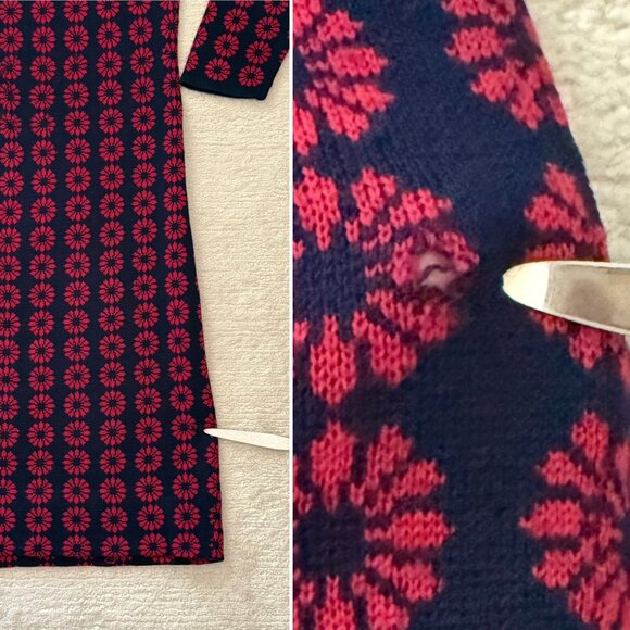 Vintage Knit Sweater Dress Size 14 Red Navy Made in Italy Australian Wool - Picture 7 of 10